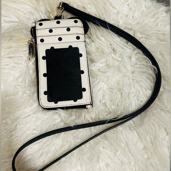 Kate Spade Black White and Red Polka Dot Mini Mouse Landyard - Picture 2 of 6